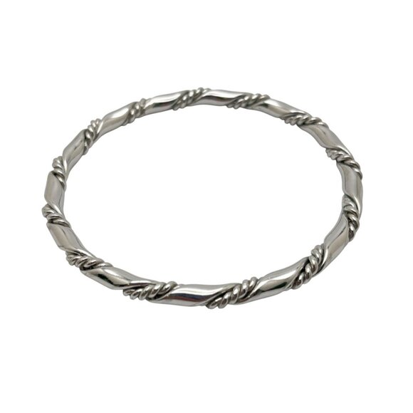 Silver Tone Twisted Rope Bangle Bracelet Fashion Jewelry - Picture 2 of 6